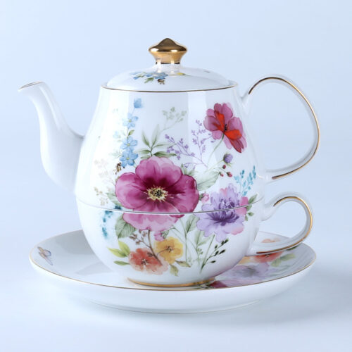 70029 Dream Garden Flowers Tea For One with Gold