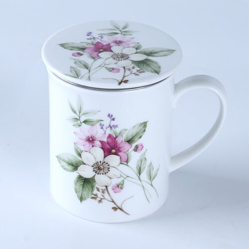 70036 JUZI  Flowers Herbal Tea Cup with Strainer