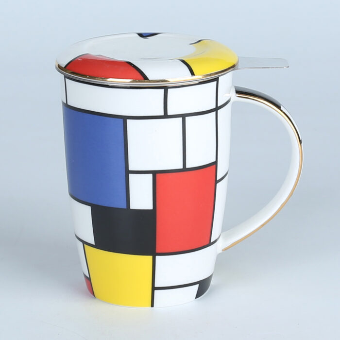 Modern Porcelain Teaware Collection, a fusion of contemporary elegance and the iconic style of Mondrian. - Image 6