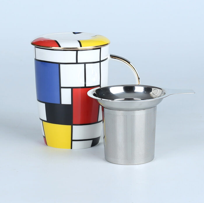 Modern Porcelain Teaware Collection, a fusion of contemporary elegance and the iconic style of Mondrian. - Image 7