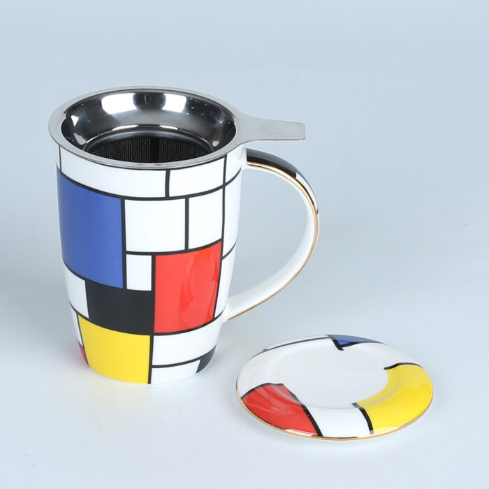 Modern Porcelain Teaware Collection, a fusion of contemporary elegance and the iconic style of Mondrian. - Image 8