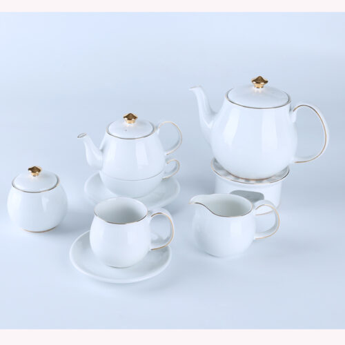 Premium Quality White Fine Porcelain Tea Set