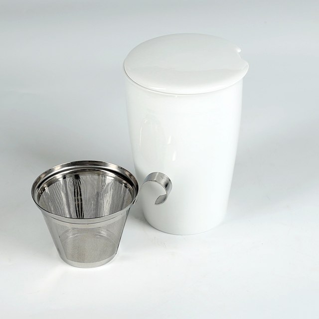 Double Wall Silver Gold color 70085 Loose Tea Mug with Stainless Steel Basket 300 ml - Image 2