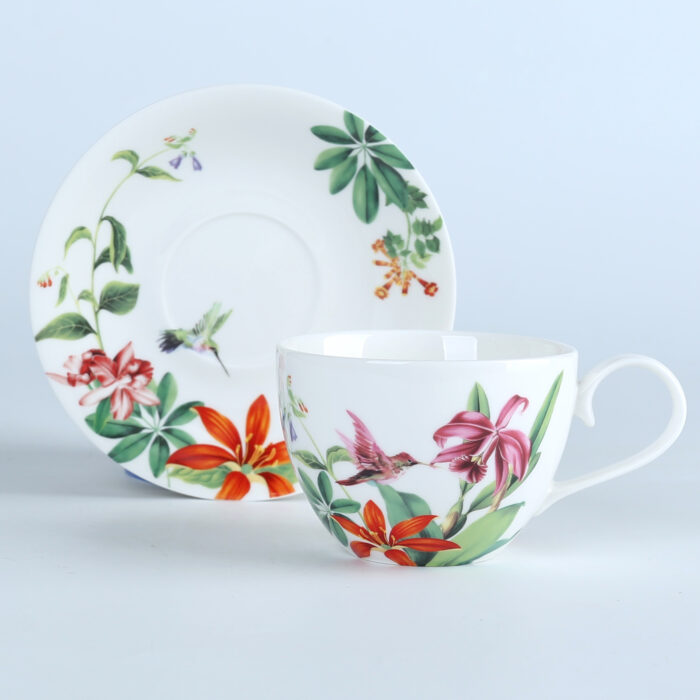 70012 Jungle Birds Collection European Fine Porcelain Tea Set for adults, adorned with captivating Flower Painting - Image 2