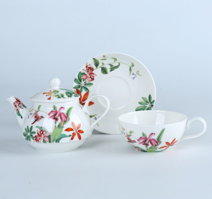 70012 Jungle Birds Collection European Fine Porcelain Tea Set for adults, adorned with captivating Flower Painting - Image 6