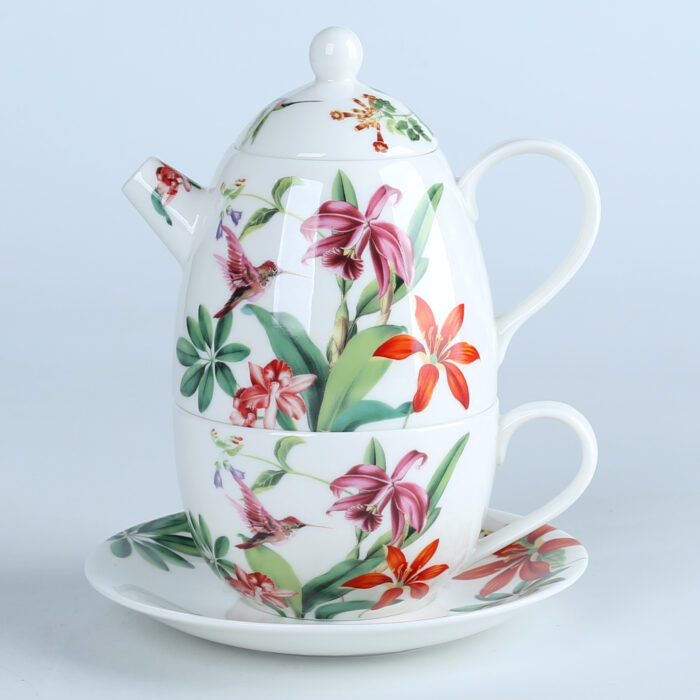 70012 Jungle Birds Collection European Fine Porcelain Tea Set for adults, adorned with captivating Flower Painting - Image 7