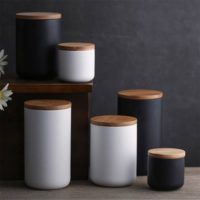 70107  70108 Simple Black and White  Tea and Coffee Bean Storage  Canister