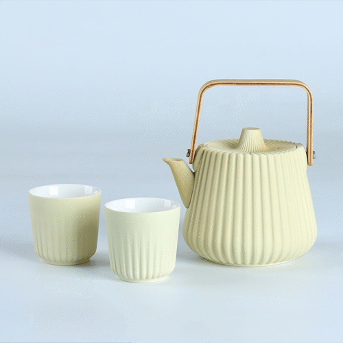 71086 71087 Fluted Teapot With Infuser Basket Matte Milky White