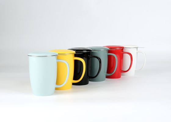 70045 Matte Mugs Fine Porcelain Tea Mugs WIth Infuser And Lid 15 OZ - Image 2