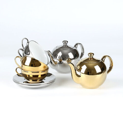 70086 Quality Porcelain Teapot Design Teapot in Gold/Silver Electro-plated Collection