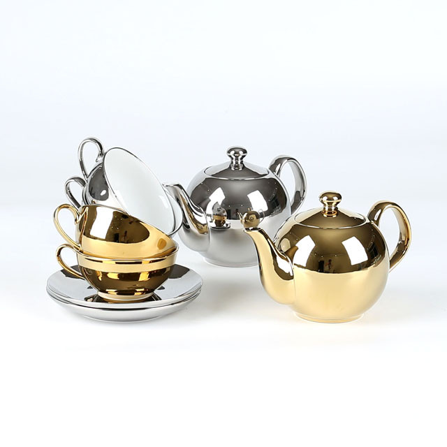 70086 Quality Porcelain Teapot Design Teapot in Gold/Silver Electro-plated Collection