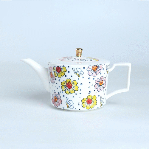 71091 Teatime Porcelain Teapot Hand Painting Collection Floral Design Teapot
