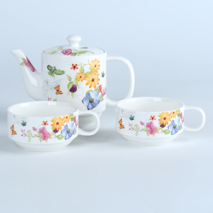 Flying Swallow Collection European Fine Porcelain Tea Set for adults, adorned with captivating Flower Painting - Image 3