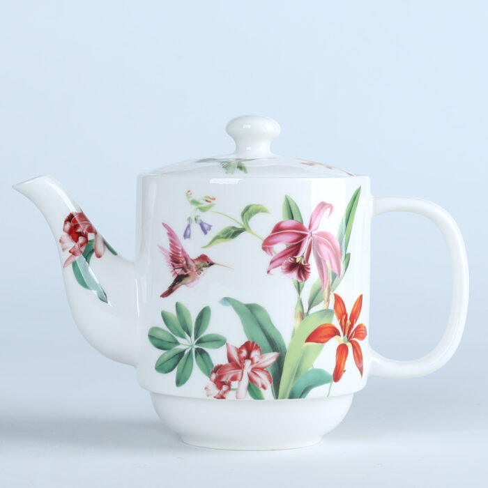 70012  Jungle Birds Collection European Fine Porcelain Tea For Two for adults, adorned with captivating Flower Painting - Image 3