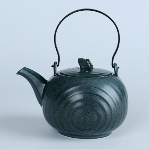 70018 Porcelain Teapot Reactive Glazed Porcelain, Metal Handle